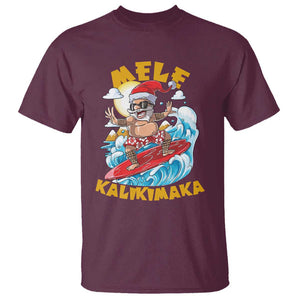 Christmas In Hawaii T Shirt Mele Kalikimaka Surfing Santa Kakau Tattoo TS11 Maroon Print Your Wear