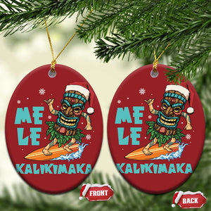 Xmas In Hawaii Christmas Ornament Mele Kalikimaka Santa Tiki Surfing Kakau Tattoo TS11 Oval Red Print Your Wear