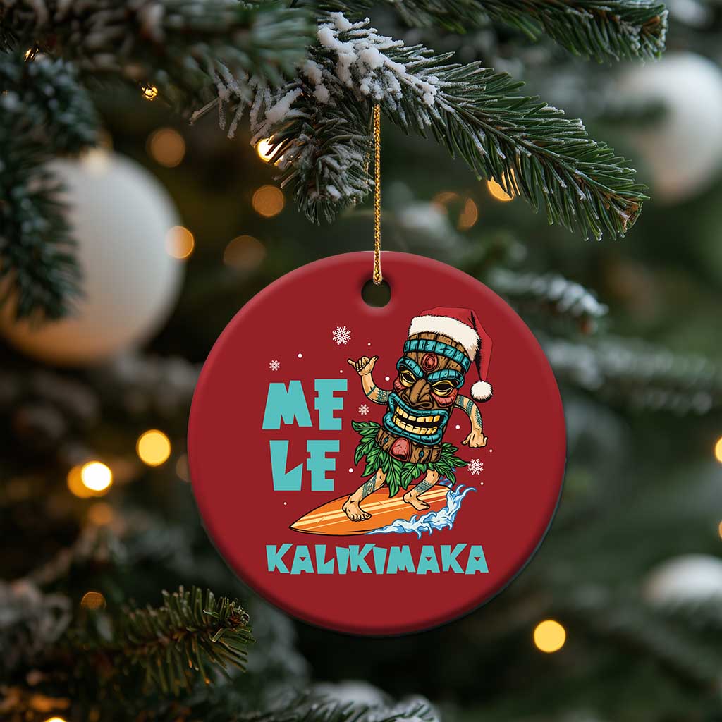 Xmas In Hawaii Christmas Ornament Mele Kalikimaka Santa Tiki Surfing Kakau Tattoo TS11 Print Your Wear