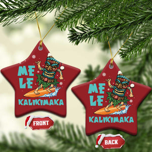 Xmas In Hawaii Christmas Ornament Mele Kalikimaka Santa Tiki Surfing Kakau Tattoo TS11 Star Red Print Your Wear