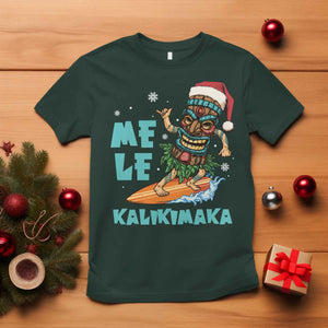 Christmas In Hawaii T Shirt Mele Kalikimaka Santa Tiki Surfing Kakau Tattoo TS11 Dark Forest Green Print Your Wear