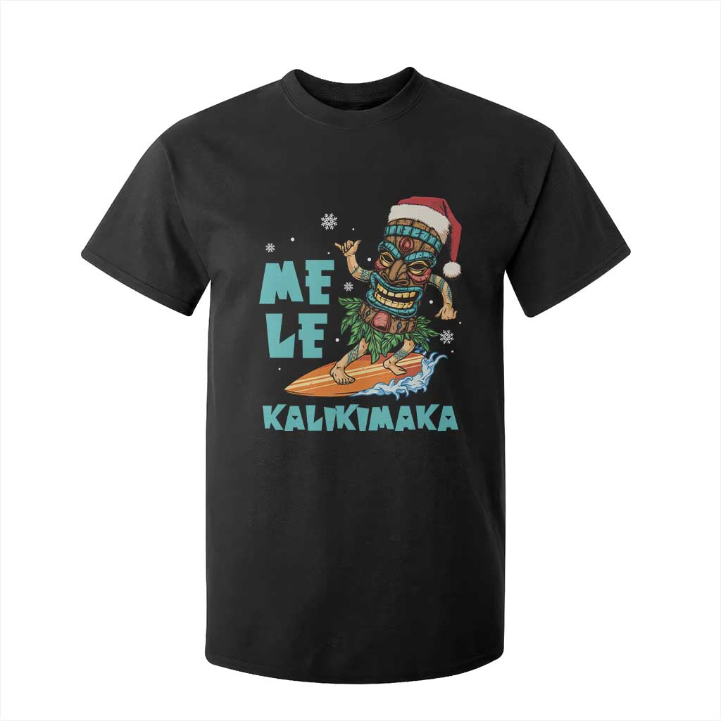 Christmas In Hawaii T Shirt For Kid Mele Kalikimaka Santa Tiki Surfing Kakau Tattoo TS11 Black Print Your Wear