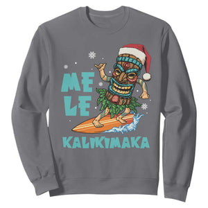 Christmas In Hawaii Sweatshirt Mele Kalikimaka Santa Tiki Surfing Kakau Tattoo TS11 Charcoal Print Your Wear