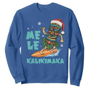 Christmas In Hawaii Sweatshirt Mele Kalikimaka Santa Tiki Surfing Kakau Tattoo TS11 Royal Blue Print Your Wear