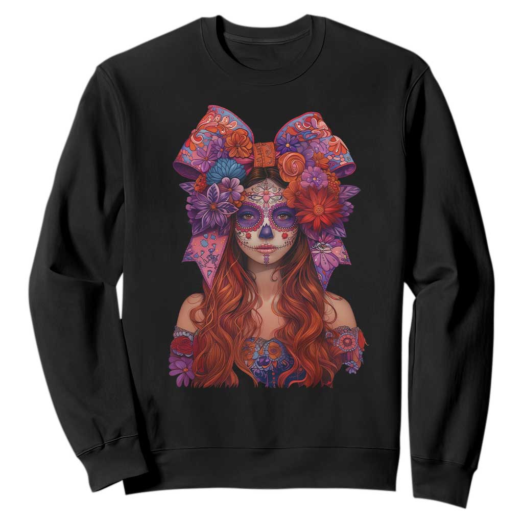 Day Of The Dead Sweatshirt La Catrina Coquette Calaca Face Painting TS11 Black Print Your Wear