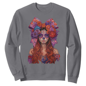 Day Of The Dead Sweatshirt La Catrina Coquette Calaca Face Painting TS11 Charcoal Print Your Wear