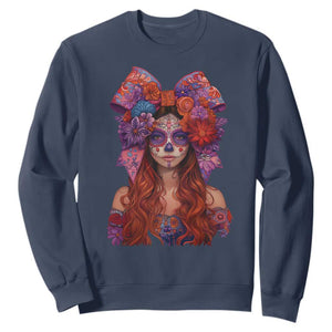 Day Of The Dead Sweatshirt La Catrina Coquette Calaca Face Painting TS11 Navy Print Your Wear