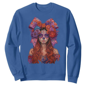 Day Of The Dead Sweatshirt La Catrina Coquette Calaca Face Painting TS11 Royal Blue Print Your Wear