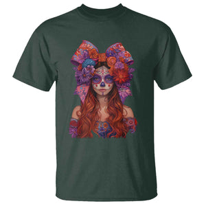 Day Of The Dead T Shirt La Catrina Coquette Calaca Face Painting TS11 Dark Forest Green Print Your Wear