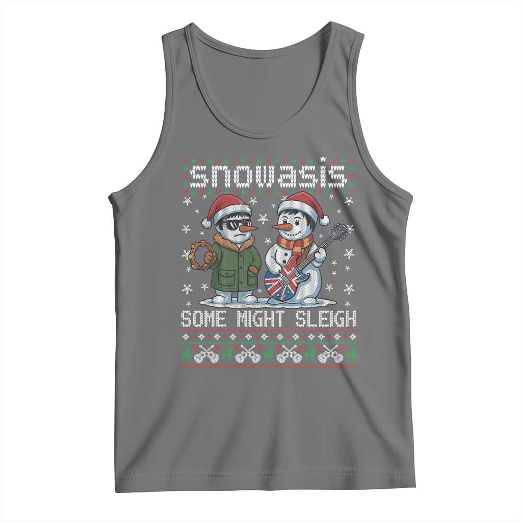 Snowasis Some Might Sleigh Tank Top Funny Christmas Snowmen Rock Band Parody TS11 Black Heather Print Your Wear