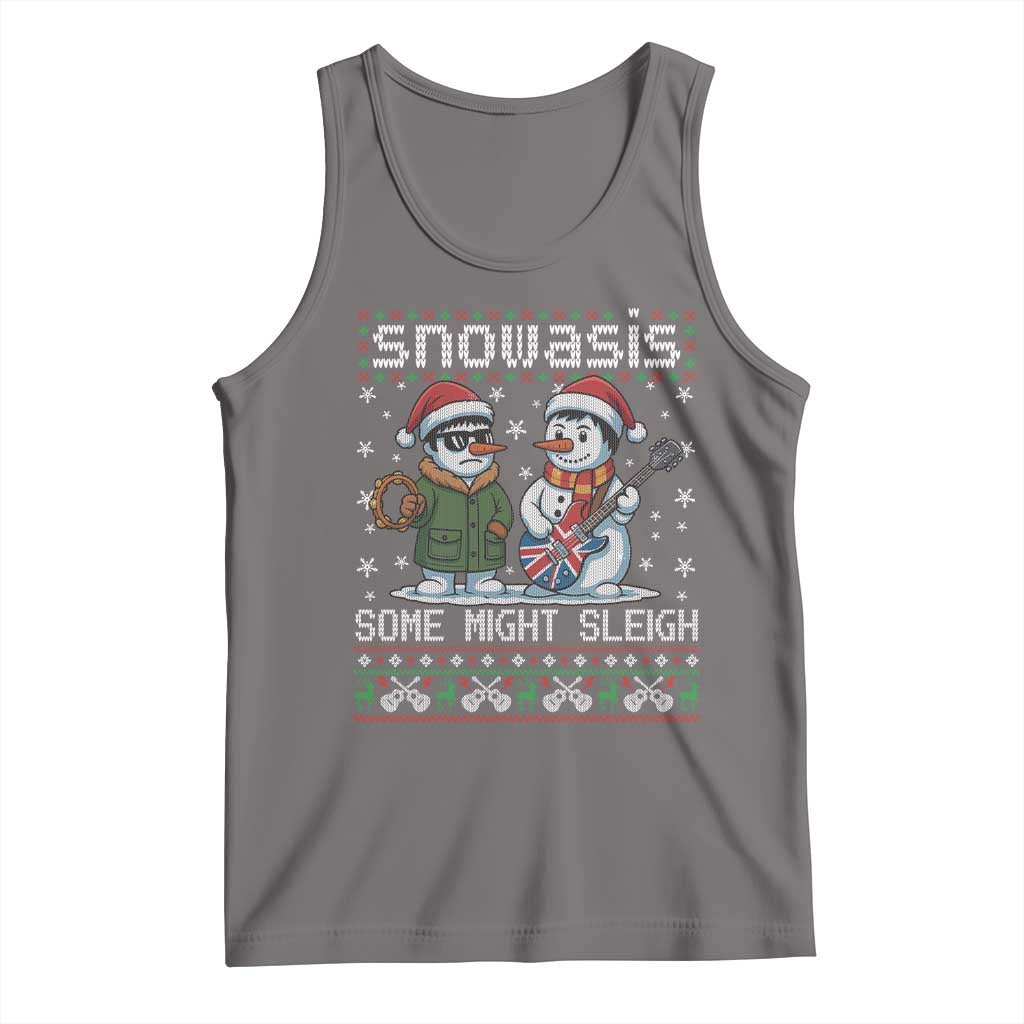 Snowasis Some Might Sleigh Tank Top Funny Christmas Snowmen Rock Band Parody TS11 Deep Heather Print Your Wear