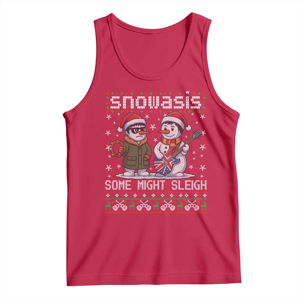 Snowasis Some Might Sleigh Tank Top Funny Christmas Snowmen Rock Band Parody TS11 Red Print Your Wear