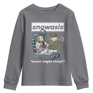 Snowasis Some Might Sleigh Youth Sweatshirt Funny Christmas Snowmen Rock Band TS11 Charcoal Print Your Wear