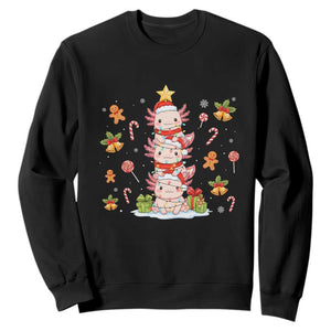 Funny Christmas Kawaii Axolotl Xmas Tree Sweatshirt TS11 Black Print Your Wear