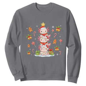 Funny Christmas Kawaii Axolotl Xmas Tree Sweatshirt TS11 Charcoal Print Your Wear