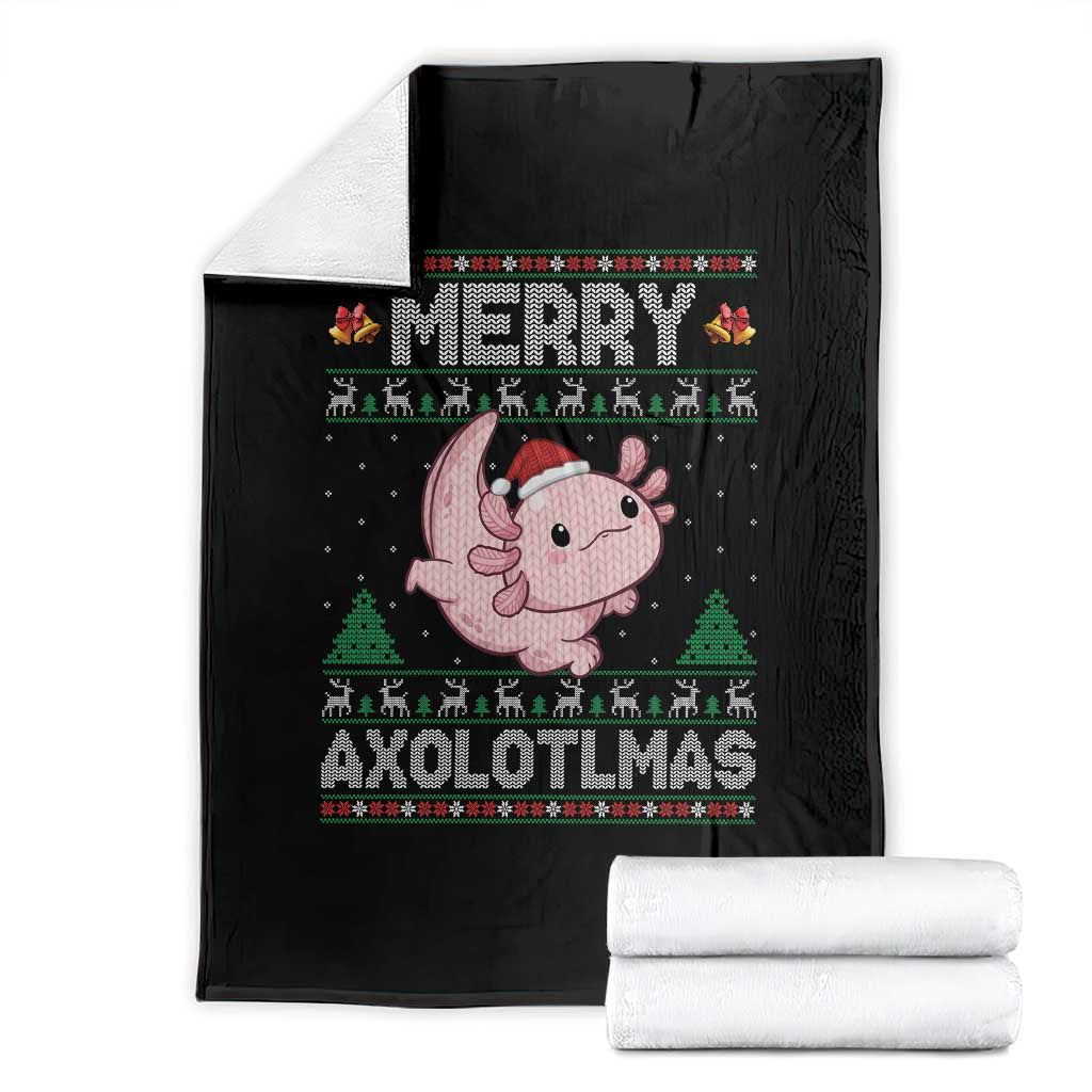Funny Christmas Axolotl Throw Blanket Merry Axolotlmas Xmas Salamander TS11 Black Print Your Wear