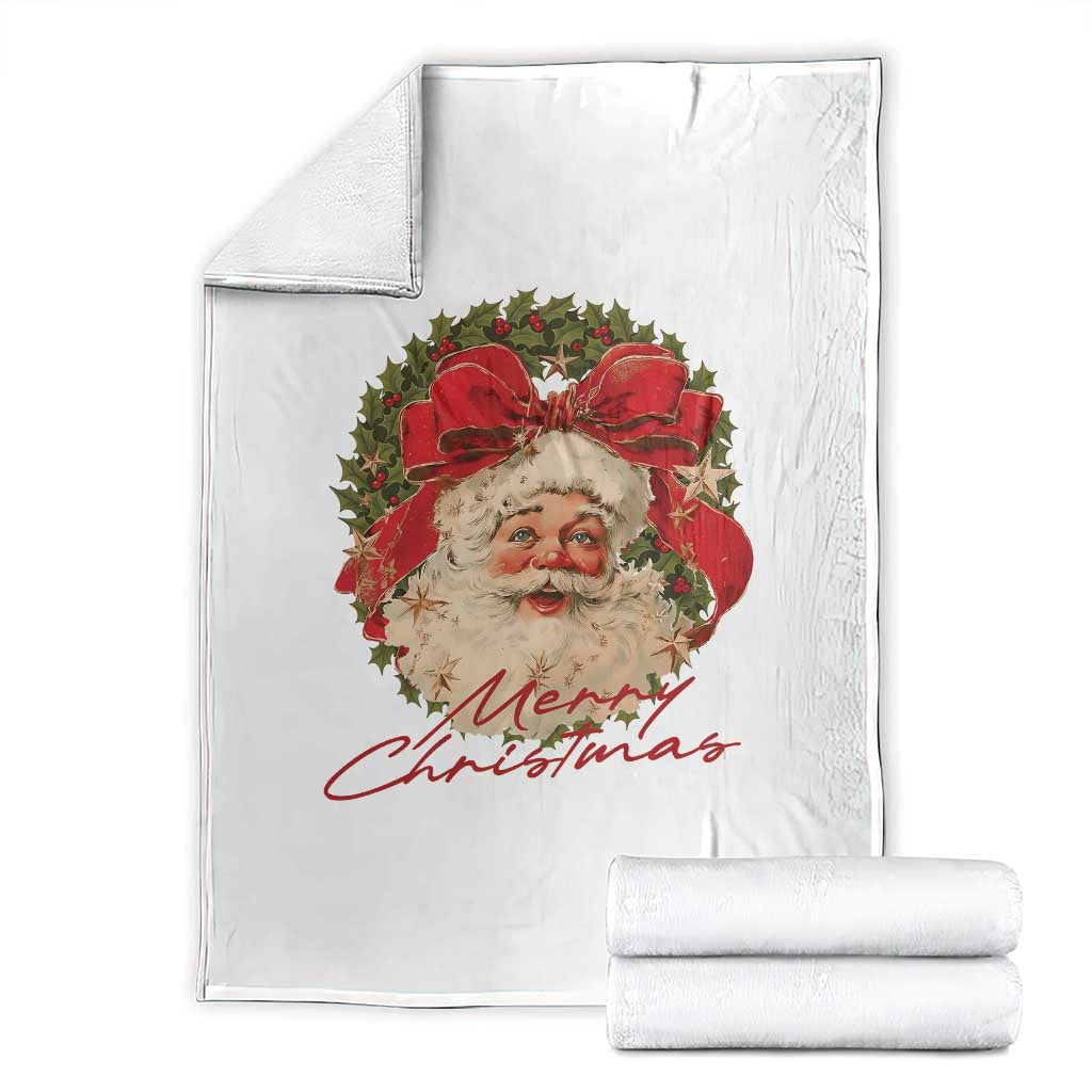 Merry Christmas Vintage Retro Santa Claus Coquette Throw Blanket TS11 White Print Your Wear