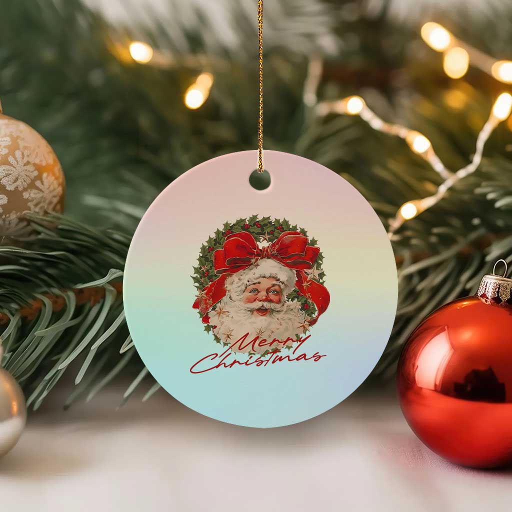 Merry Christmas Vintage Retro Santa Claus Coquette Ceramic Ornament TS11 1pc Pastel Print Your Wear