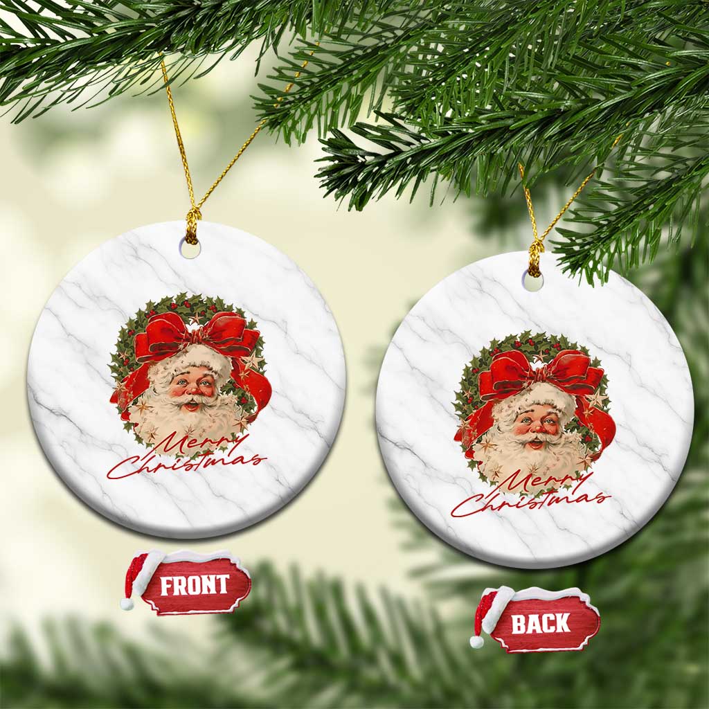 Merry Christmas Vintage Retro Santa Claus Coquette Ceramic Ornament TS11 1pc White Marble Print Your Wear