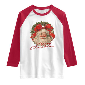 Merry Christmas Vintage Retro Santa Claus Coquette Raglan Shirt TS11 White Red Print Your Wear