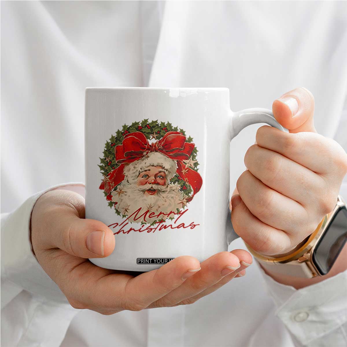 Merry Christmas Vintage Retro Santa Claus Coquette Coffee Mug TS11 Print Your Wear