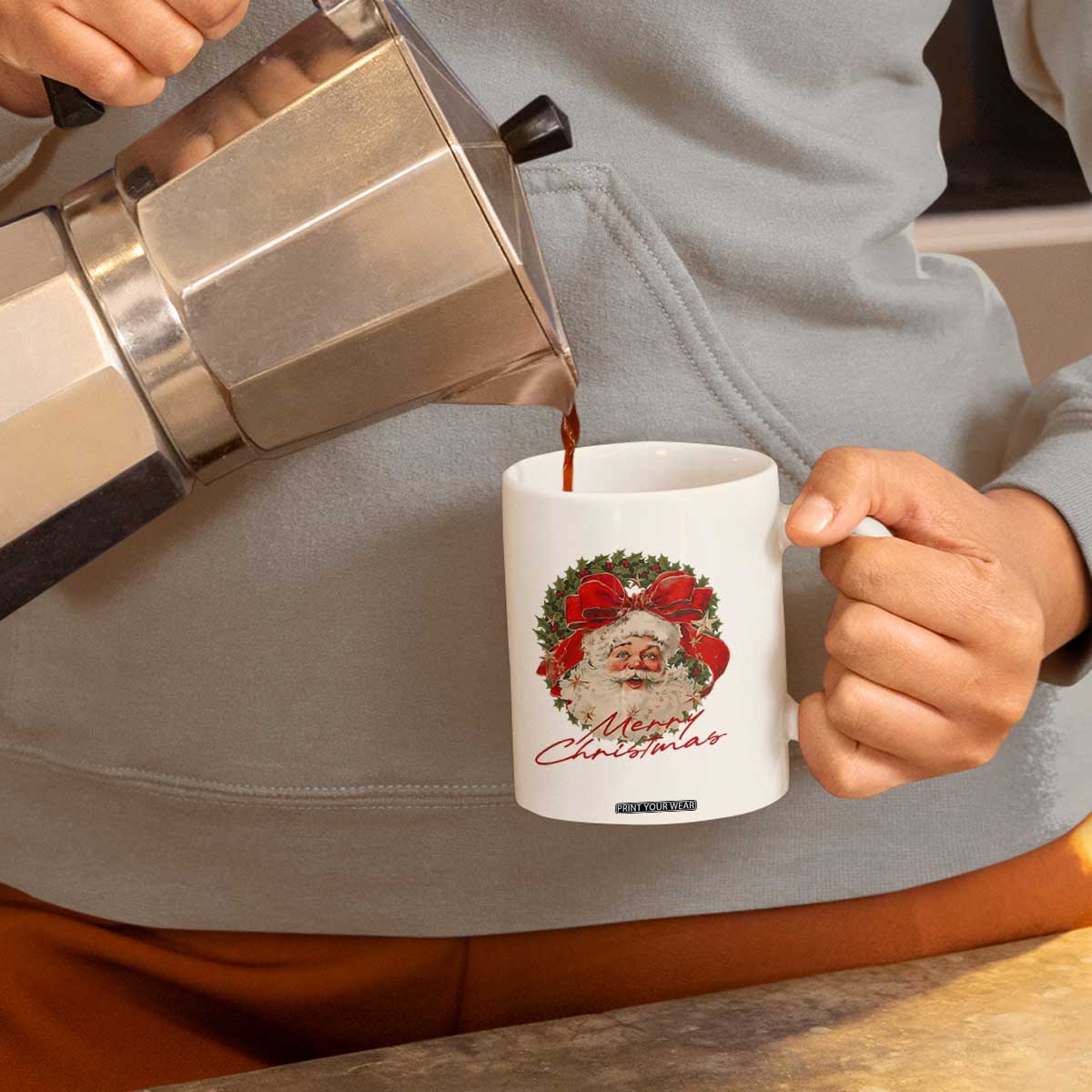 Merry Christmas Vintage Retro Santa Claus Coquette Coffee Mug TS11 Print Your Wear