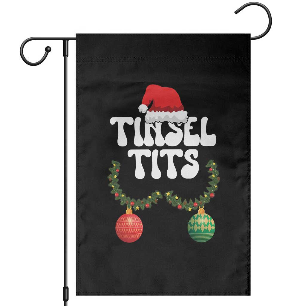 Christmas Tinsel Tits Garden Flag Funny Xmas Couple Matching TS11 Black Print Your Wear