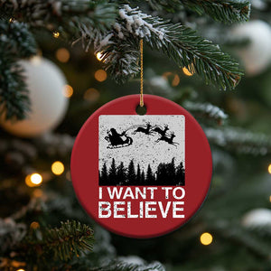 Funny Xmas Santa Christmas Ornament I Want To Believe Sleigh With Reindeers TS11 Print Your Wear