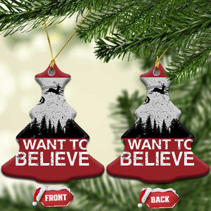 Funny Xmas Santa Christmas Ornament I Want To Believe Sleigh With Reindeers TS11 Christmas Tree Red Print Your Wear