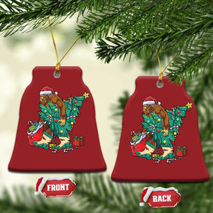 Funny Santa Bigfoot Xmas Tree Christmas Ornament TS11 Bell Flake Red Print Your Wear