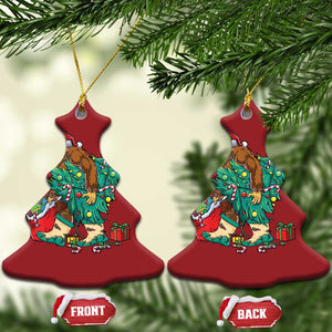 Funny Santa Bigfoot Xmas Tree Christmas Ornament TS11 Christmas Tree Red Print Your Wear