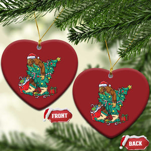 Funny Santa Bigfoot Xmas Tree Christmas Ornament TS11 Heart Red Print Your Wear