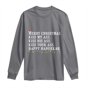 Funny Merry Christmas Kiss My His Your Ass Happy Hanukkah Long Sleeve Shirt TS11 Charcoal Print Your Wear