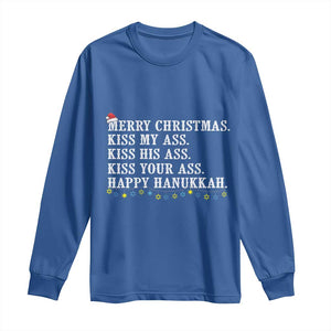 Funny Merry Christmas Kiss My His Your Ass Happy Hanukkah Long Sleeve Shirt TS11 Royal Blue Print Your Wear