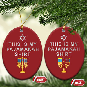 Hanukkah Christmas Ornament This Is My Pajamakah Shirt Chanukah Jewish Menorah TS11 Oval Red Print Your Wear