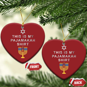 Hanukkah Christmas Ornament This Is My Pajamakah Shirt Chanukah Jewish Menorah TS11 Heart Red Print Your Wear