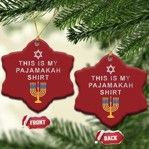 Hanukkah Christmas Ornament This Is My Pajamakah Shirt Chanukah Jewish Menorah TS11 Snow Flake Red Print Your Wear