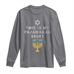 Hanukkah Long Sleeve Shirt This Is My Pajamakah Shirt Chanukah Jewish Menorah TS11 Charcoal Print Your Wear