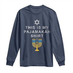 Hanukkah Long Sleeve Shirt This Is My Pajamakah Shirt Chanukah Jewish Menorah TS11 Navy Print Your Wear