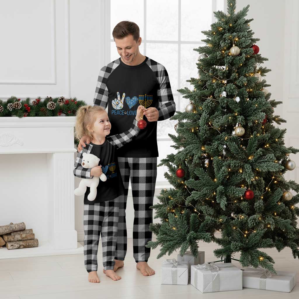 Hanukkah Plaid Pajama Set Peace Love Light Chanukah Jewish David Star TS11 White Plaid Print Your Wear