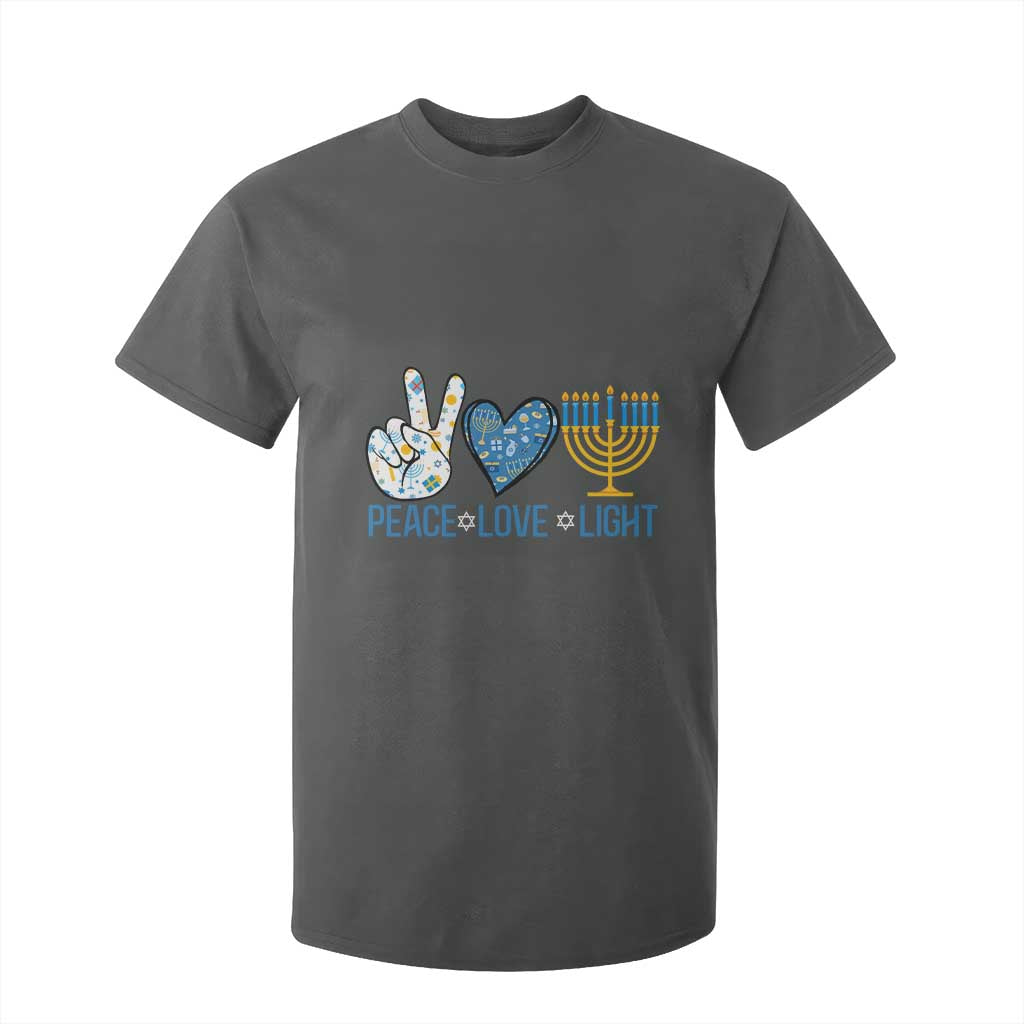 Hanukkah T Shirt For Kid Peace Love Light Chanukah Jewish David Star TS11 Dark Heather Print Your Wear