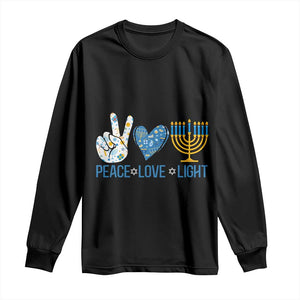 Hanukkah Long Sleeve Shirt Peace Love Light Chanukah Jewish David Star TS11 Black Print Your Wear