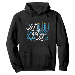 Funny Hanukkah Hoodie Let's Get Lit Menorah David Star TS11 Black Print Your Wear