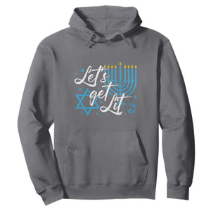 Funny Hanukkah Hoodie Let's Get Lit Menorah David Star TS11 Charcoal Print Your Wear