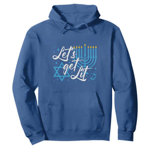 Funny Hanukkah Hoodie Let's Get Lit Menorah David Star TS11 Royal Blue Print Your Wear