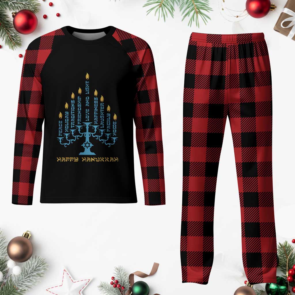 Happy Hanukkah Menorah Chanukah Jewish Holiday Plaid Pajama Set TS11 Buffalo Plaid Print Your Wear