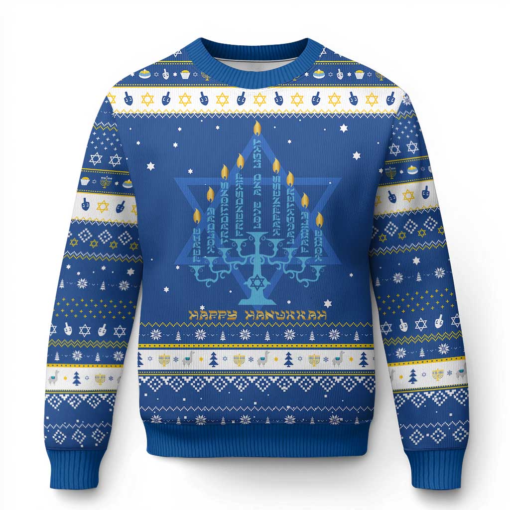 Menorah Chanukah Jewish Holiday Happy Hanukkah Ugly Sweater TS11 Blue White Print Your Wear