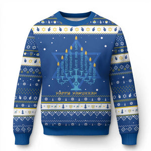 Menorah Chanukah Jewish Holiday Happy Hanukkah Ugly Sweater TS11 Blue White Print Your Wear