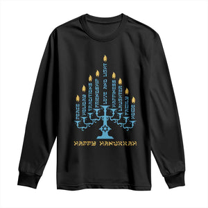 Happy Hanukkah Menorah Chanukah Jewish Holiday Long Sleeve Shirt TS11 Black Print Your Wear