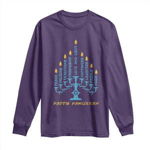 Happy Hanukkah Menorah Chanukah Jewish Holiday Long Sleeve Shirt TS11 Purple Print Your Wear